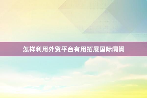 怎样利用外贸平台有用拓展国际阛阓